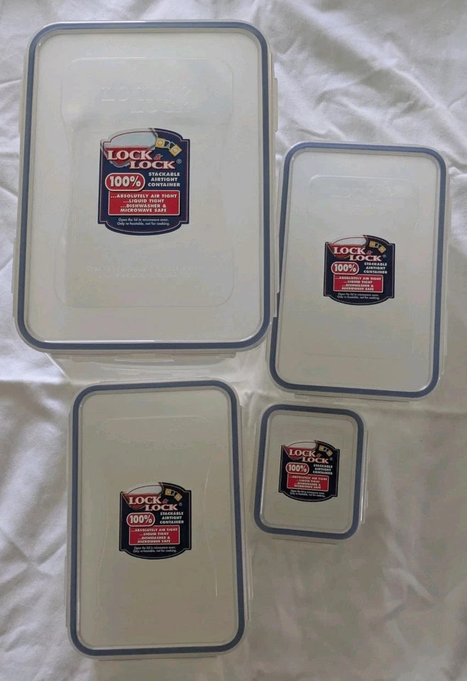 Lock & Lock 4 PC Nesting Foot Storage Containers 4.7 QT 1.1 Qt .85 QT .19 QT Set - Image 2 of 4