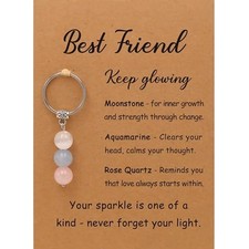 PRCOLUX Natural Healing Crystal Keychain Gifts for Women, Mom, Best Friend
