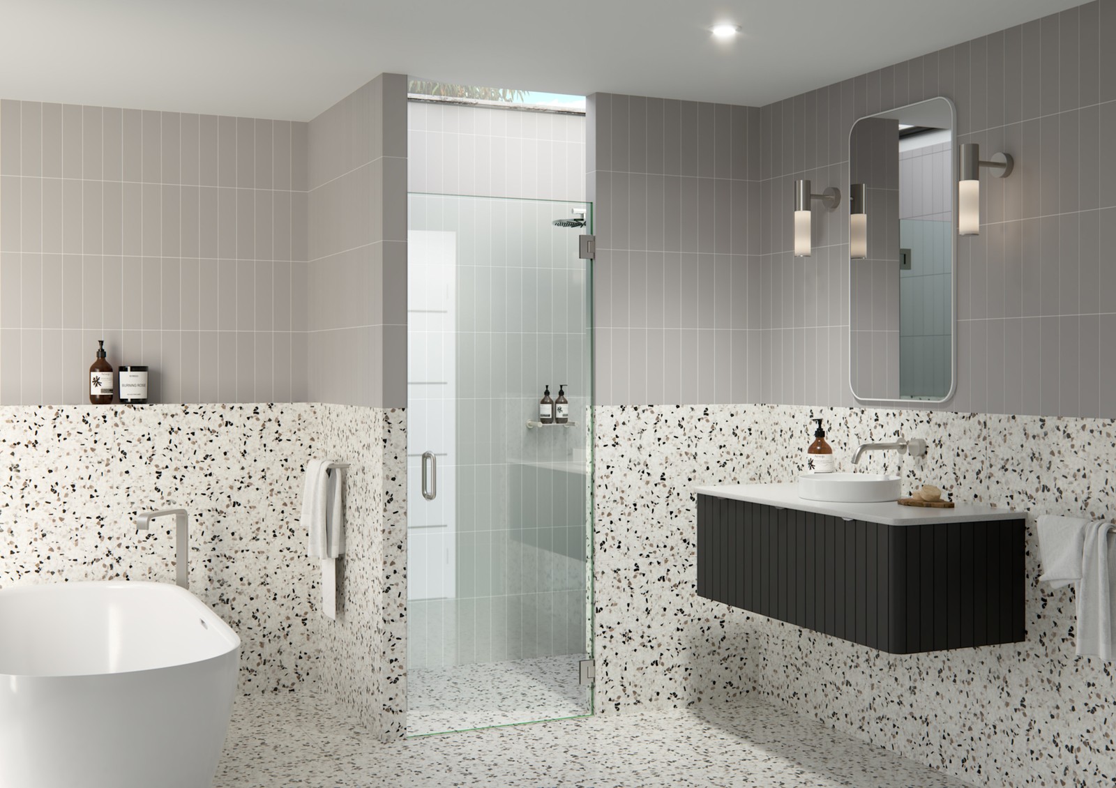 Albedo 78H x 27W Frameless Glass Shower Door in Nickel Finish by Glass Warehouse