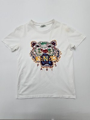 Kenzo Boys White Graphic Logo Crew Neck Cotton T-Shirt Kids S