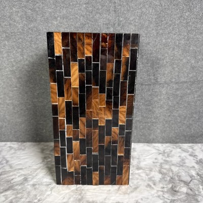 PartyLite Global Ambience Hurricane Mosaic Candle Holder P9864 Brown Retired