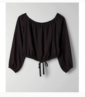 NWT Aritzia Wilfred Eleanora Off the Shoulder Black Tie Front Blouse Top XS