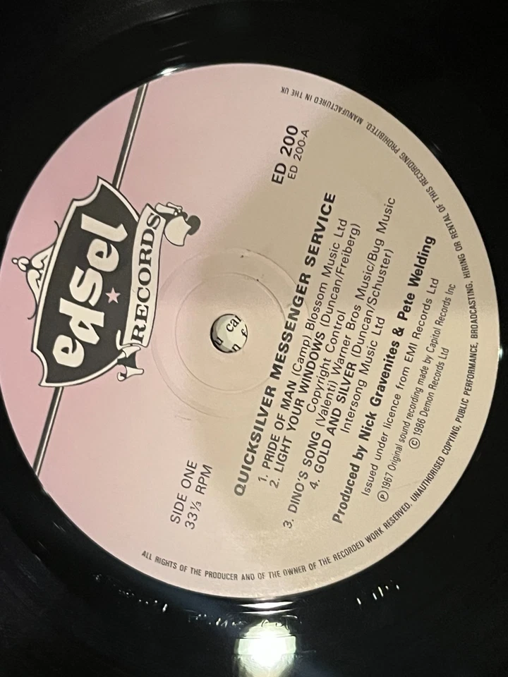 QUICKSILVER MESSENGER SERVICE Self TItled 1986 UK IMPORT LP EDSEL RECORDS VG+ - Image 2 of 2