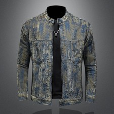 Luxury Men Casual Digital Camouflage Denim Jacket Washed Trendy Trucker Coat