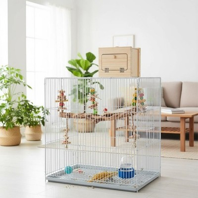 Wooden Bird Hatching Box Easy Observation Window Parrot Breeding Box
