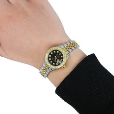 Rolex Datejust 69173 Diamond Jubilee Band Diamond Dial Bezel Black Onyx 26mm Wat 3