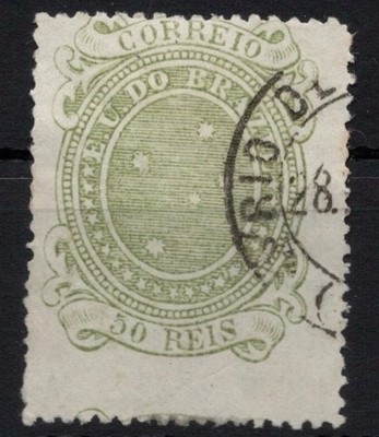 1890/91 Brazil/Brasil [Sc.100a; Mi.86a]  50r olive green Southern Cross