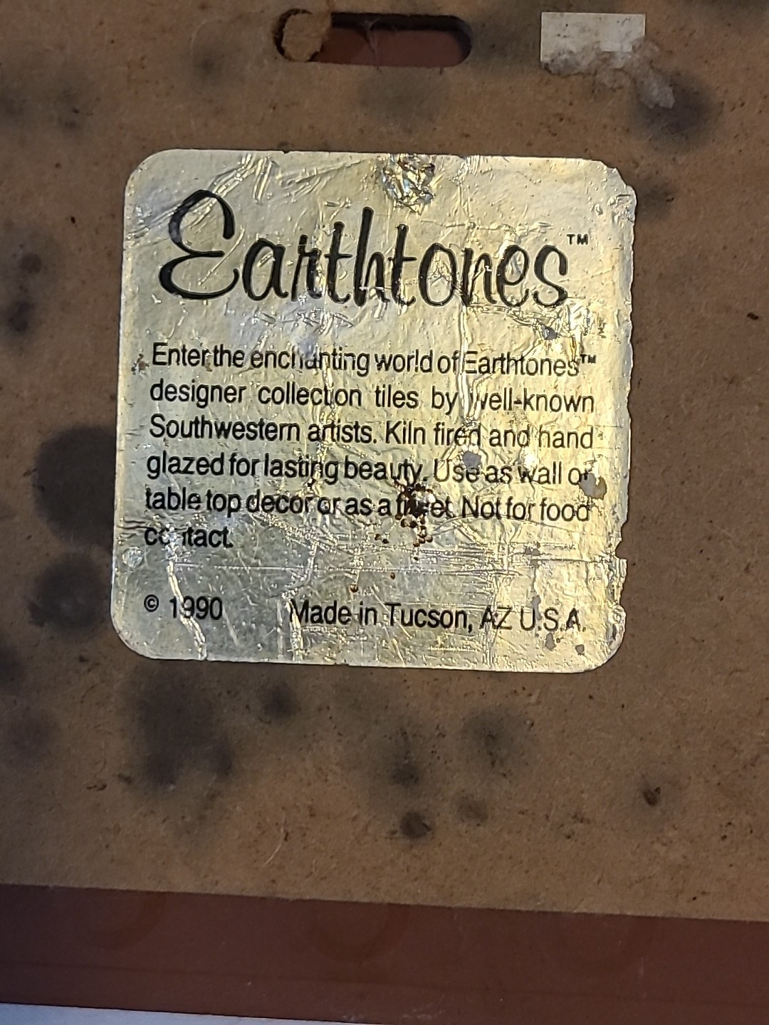 1990 Earthtones Designer Tile Trivet L. Kuhne Arizona Desert Landscape 6" X 6"