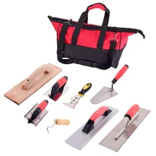 9 Pieces Masonry Hand Tool Set, Finishing Trowel, Gauging Trowel, Groover, Ed...