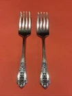 Vintage Wallace Rose Point Sterling Salad Forks, Set of 2