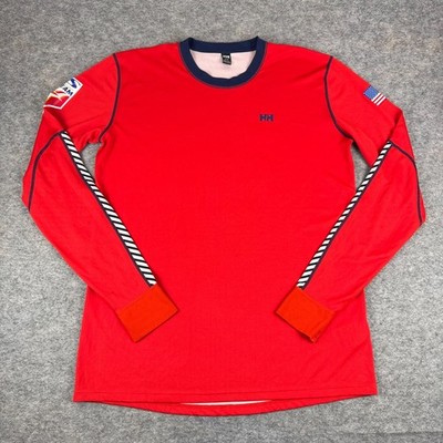 Helly Hensen US Ski Team Long Sleeve Shirt Red USA Womens XL *