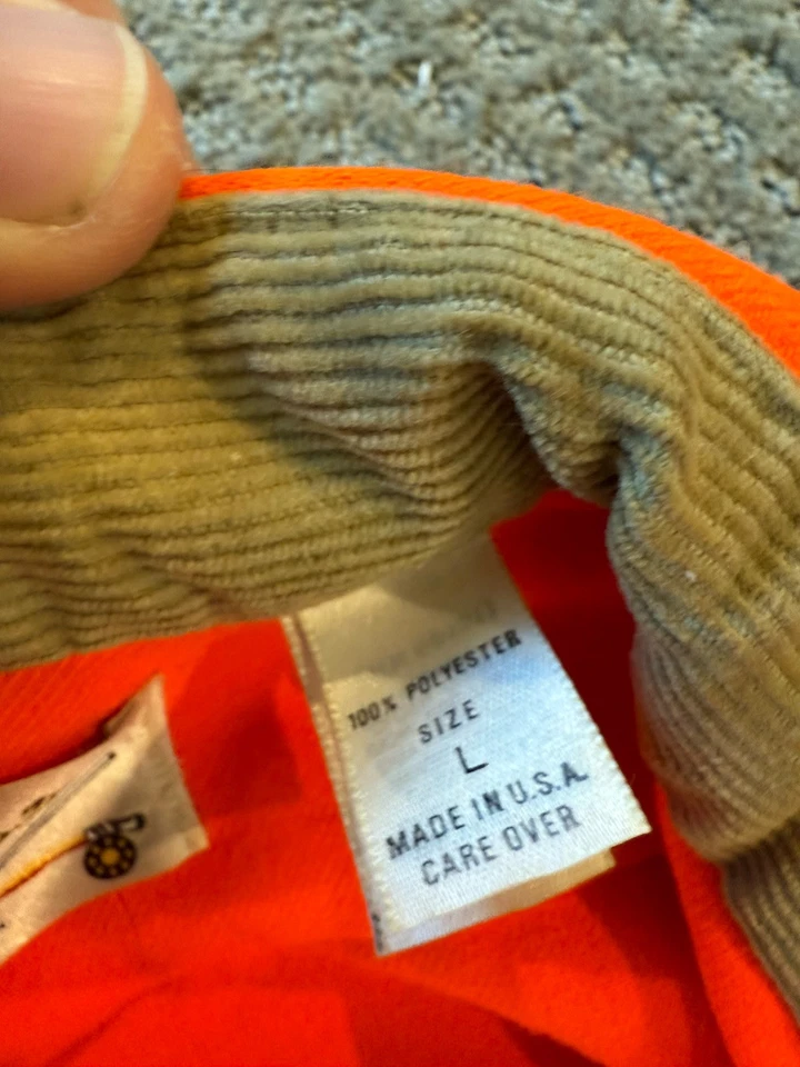 Chaqueta de Caza Cabela’s Naranja Brillante De Colección Manga Larga Abotonada L Años 70’s u 80’s Foto 4 de 4