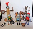 1993 Vintage Playmobil 3668 Knights Training Field Horse Men Weapons Helmets