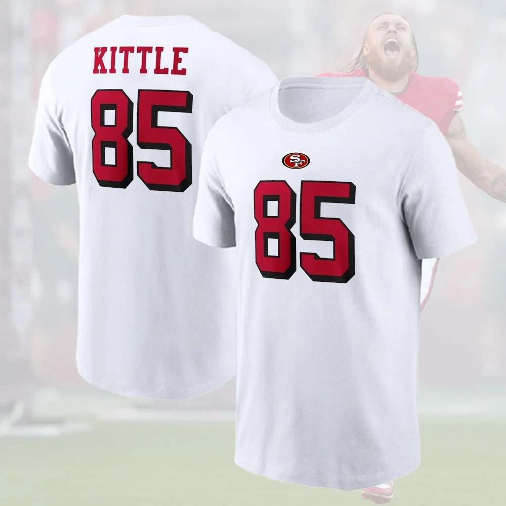 George Kittle #85 San Francisco 49ers Double Sided T-Shirt 2025 Player Name & Number