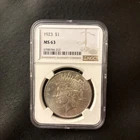 1923 PEACE Dollar NGC MS63 90% Silver
