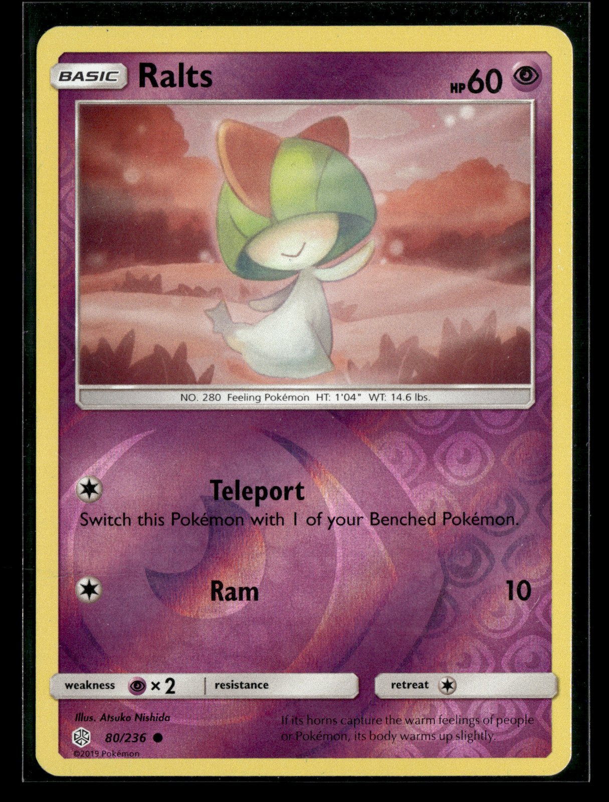 Ralts 80/236 Reverse Holo Pokemon Cosmic Eclipse LP/NM