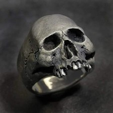 Vintage Gothic Skull Ring for Men | Punk Steel Skeleton Biker Jewelry Gift