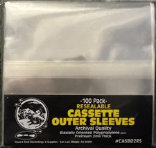  100 Cassette Sleeves Premium 2 mil RESEALABLE Polypropylene - CASB02RS