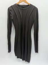 Bodycon Black Women’s LS Ruched Mini Dress Ribbed Sz M
