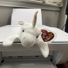 TY Beanie Baby - MYSTIC the Unicorn irredescent horn  furry mane  8 inch 