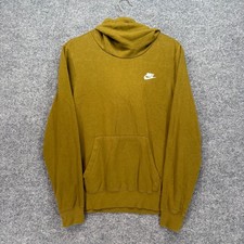 Nike Hoodie Women Large Mustard Funnel Neck Fleece Pullover Sportswear Essential