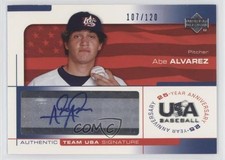 2004 USA Baseball 25-Year Anniversary Signatures Blue Ink Abe Alvarez Auto 2r8
