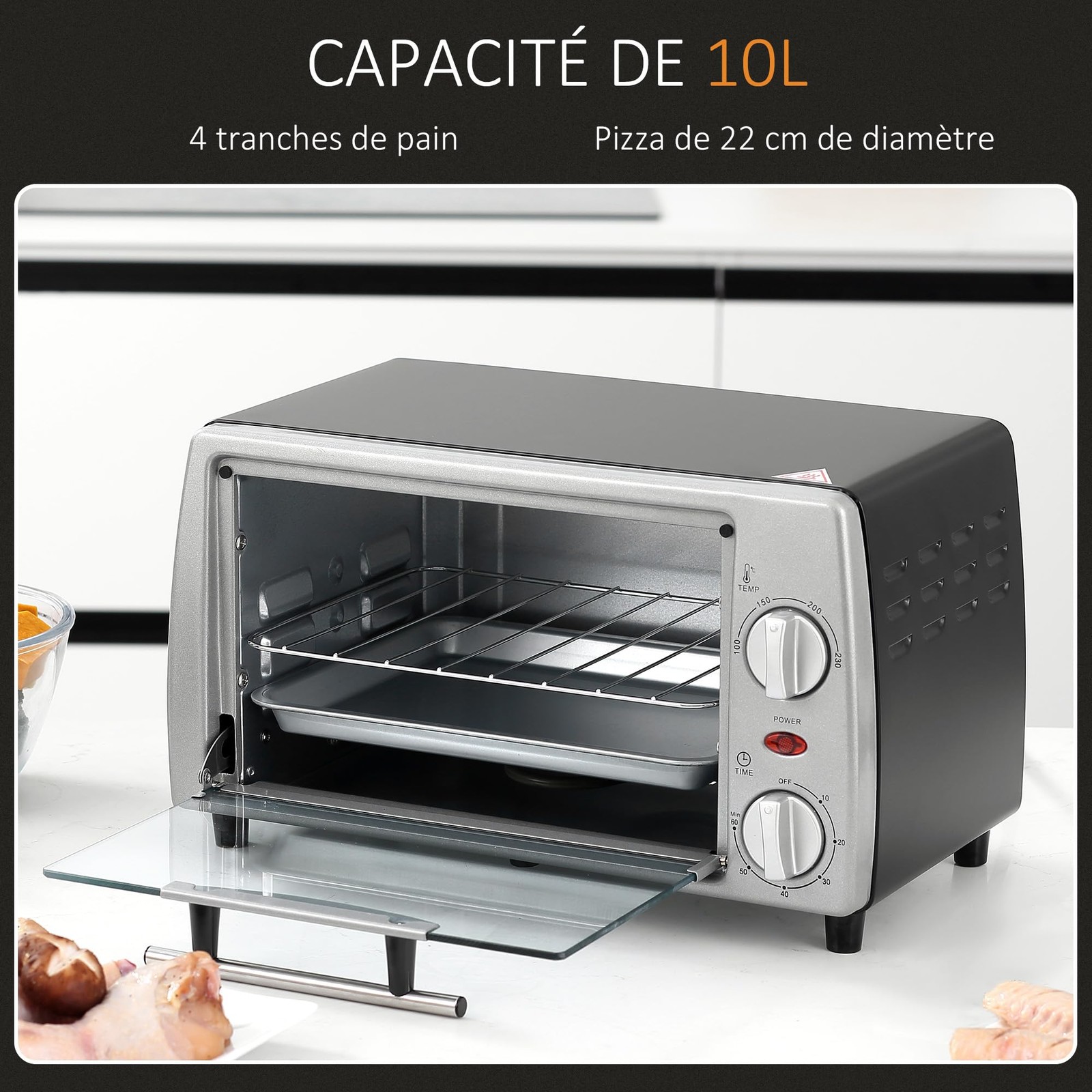 Mini four électrique 10L température réglable pour cuisson précise - 4