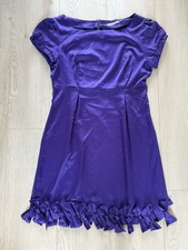 GLAMOROUS CADBURY PURPLE SHIFT SATIN PENCIL DRESS/BOW DETAIL ON HEM SIZE 10
