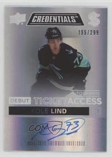 2021-22 Credentials Debut Ticket Access Autos /299 Kole Lind Rookie Auto RC