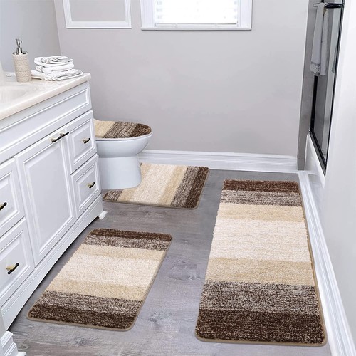 Bathroom Rugs Sets 4 Piece with Toilet Cover, Plush Shaggy Bathroom Rugs Non ... - Picture 7 of 8
