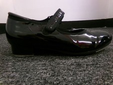 Dance Pre-Owned Tap Shoes Freestyle Kids 4.5M Mary Jane Patent Shiny Black Loop