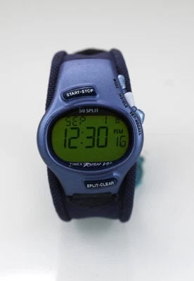 Timex Rush VO2 Herren Uhr Blau Plastik Nylon 100m Datum Alarm Chronograph Quarz - Bild 1 von 4