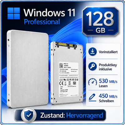 128 GB SATA SSD mit Windows 11 Pro vorinstalliert | Laptop PC