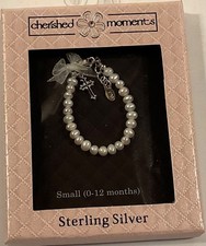 Cherished Moments Children's sterling silver pearl cross bracelet 0-12 m USA