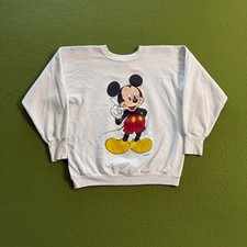 Vintage 80s Disney Mickey Mouse Sweatshirt White Raglan Made in USA Large