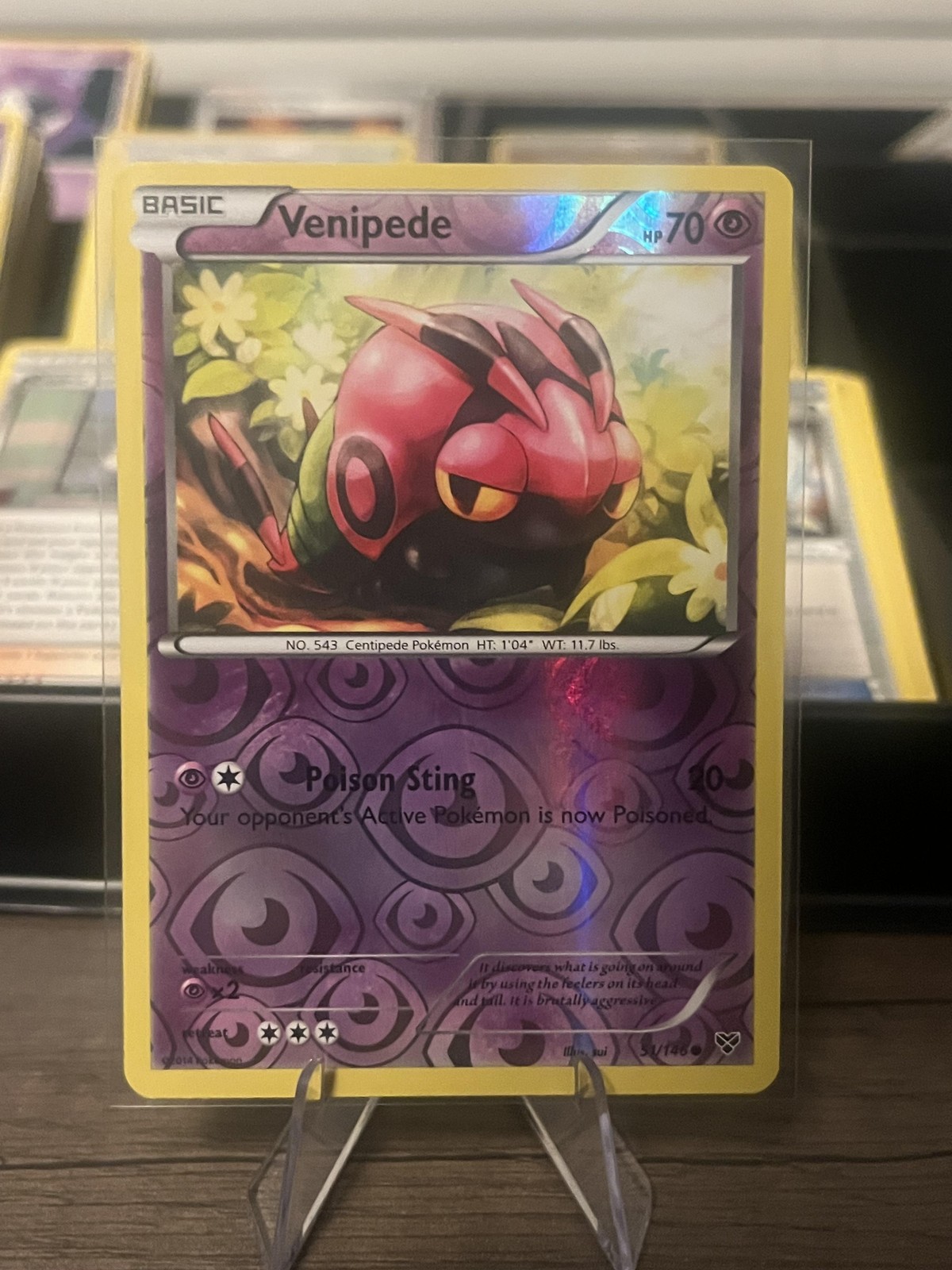 Pokemon TCG Venipede Reverse Holo Psychic Common Card Moderately Played