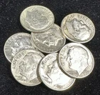 7 90% Silver Roosevelt Dimes 1960–1964 Mixed Dates Lot ~ 1/2 Oz Silver
