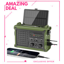NEW 12000mAh Solar Hand Crank Weather Radio AM FM NOAA SOS Charger