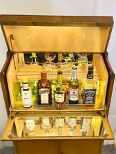 Vintage Nathan Teak Drinks Cabinet Cocktail Bar – Mirrored Interior – Restored