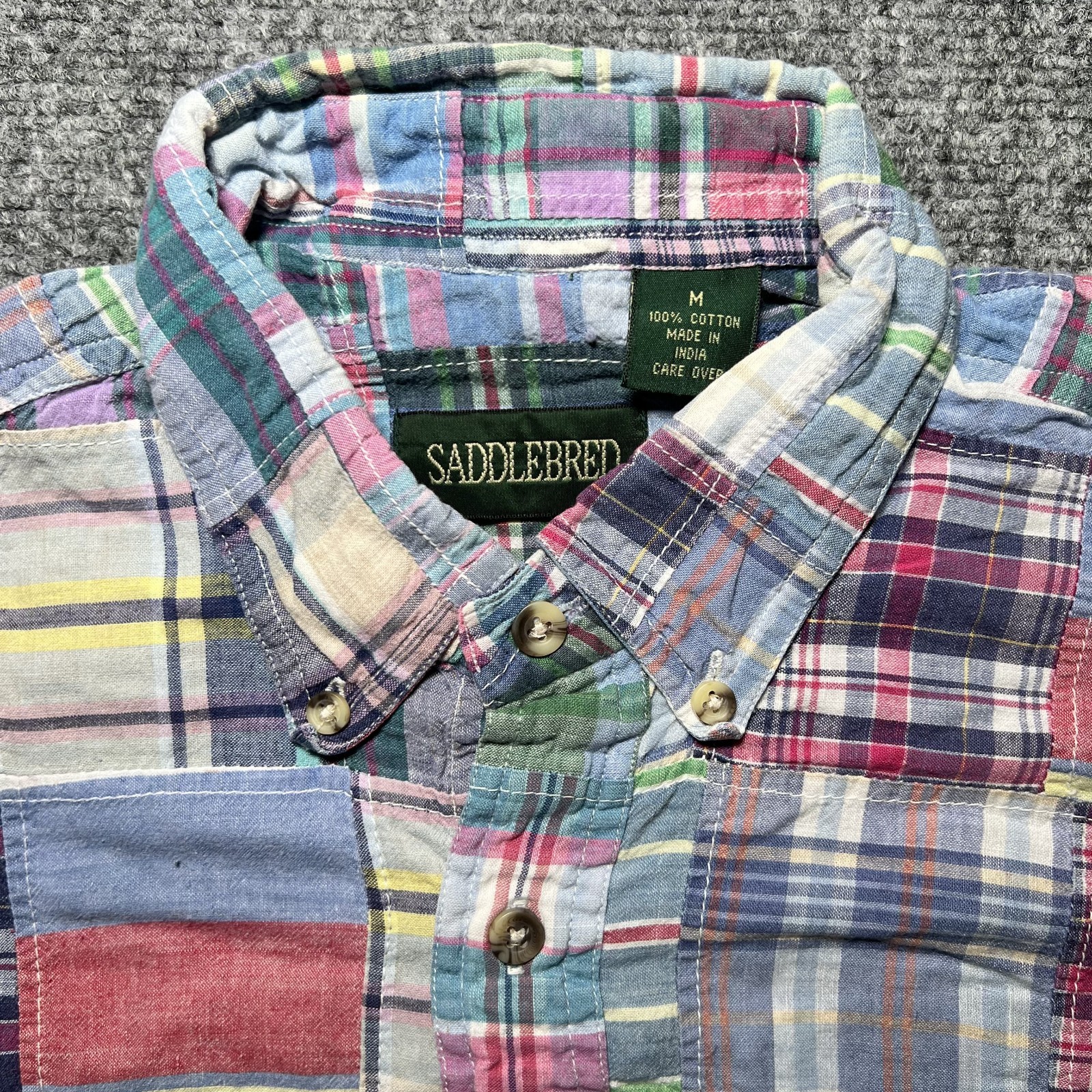 Saddlebred Multicolor Cotton Patchwork Madras Pla… - image 3