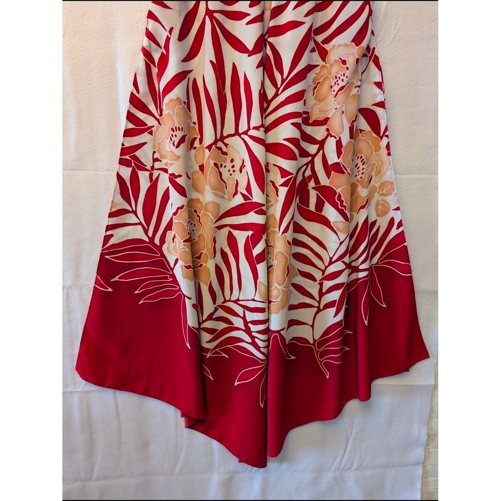 Oscar de la Renta Red Tropical Floral Handkerchief Hem Romper XL 630100T image 6