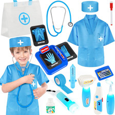 Kids Doctor Kit, 17-Piece Medical Play Set with Costume for Ages 3-5