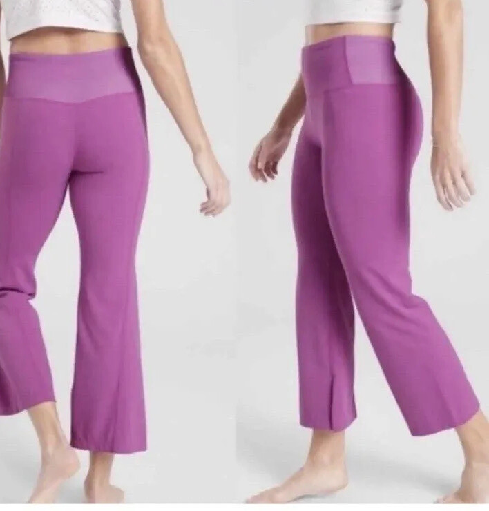 Athleta sz XS Barre Kick Flare Powervita Purple Pink Crop Yoga Legging