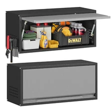 Metal Wall Cabinet with Up-Flip Door Wall Storage Cabinet For Garage Office Home