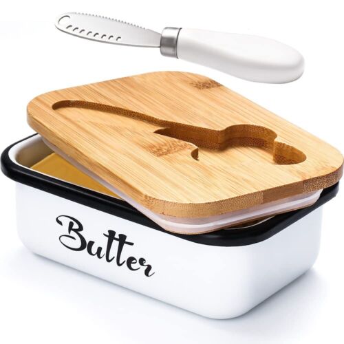 Butter Dish, Butter Dish with Lid for Countertop, Metal Butter Keeper with St...