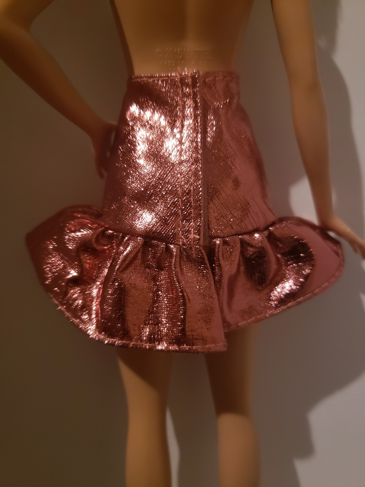 METALLIC ROSE GOLD COLORED skirt  for Barbie doll 