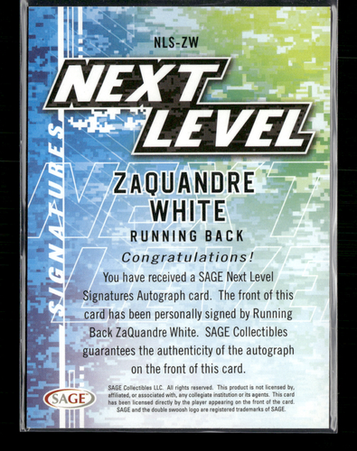 Zaquandre White 2023 Sage Next Level Red Auto - Picture 2 of 2