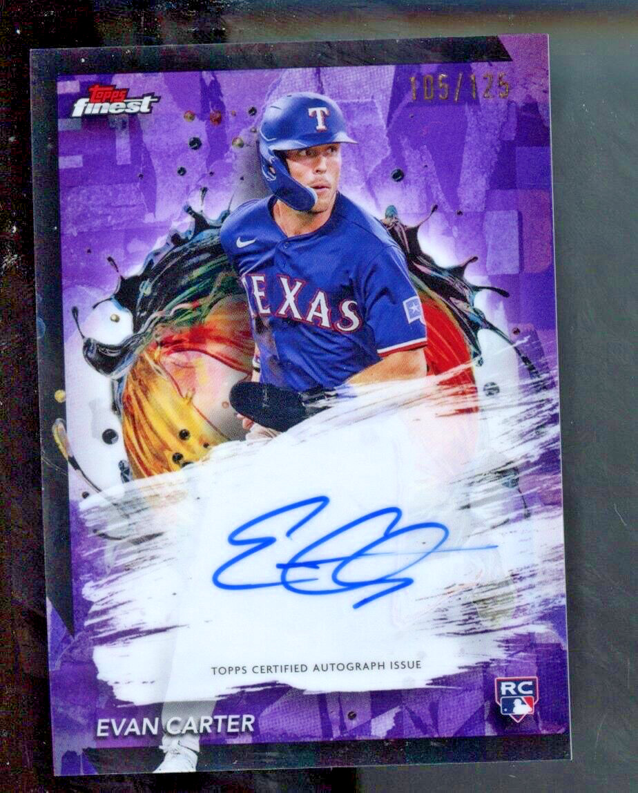 2024 Topps Finest Baseball Evan Carter RC Auto Purple Refractor 105/125 Rangers