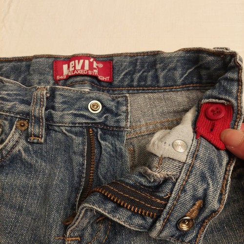 Levi's 549 Relaxed Straight Medium Blue Acid Wash Denim Jeans Boy's Size 7 Slim - Picture 11 of 13