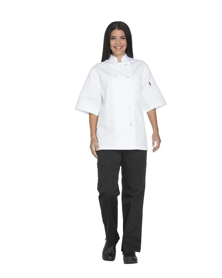 NWT DICKIES CLASSIC 10 BUTTON SHORT SLEEVE CHEF COAT WHITE DC49 - Image 3 of 4